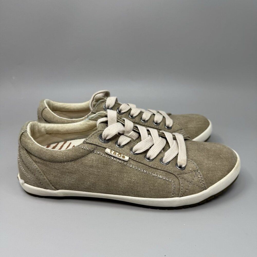 Taos Star Canvas Sneakers Womens 7.5 Beige Low Top Lace Up Shoes